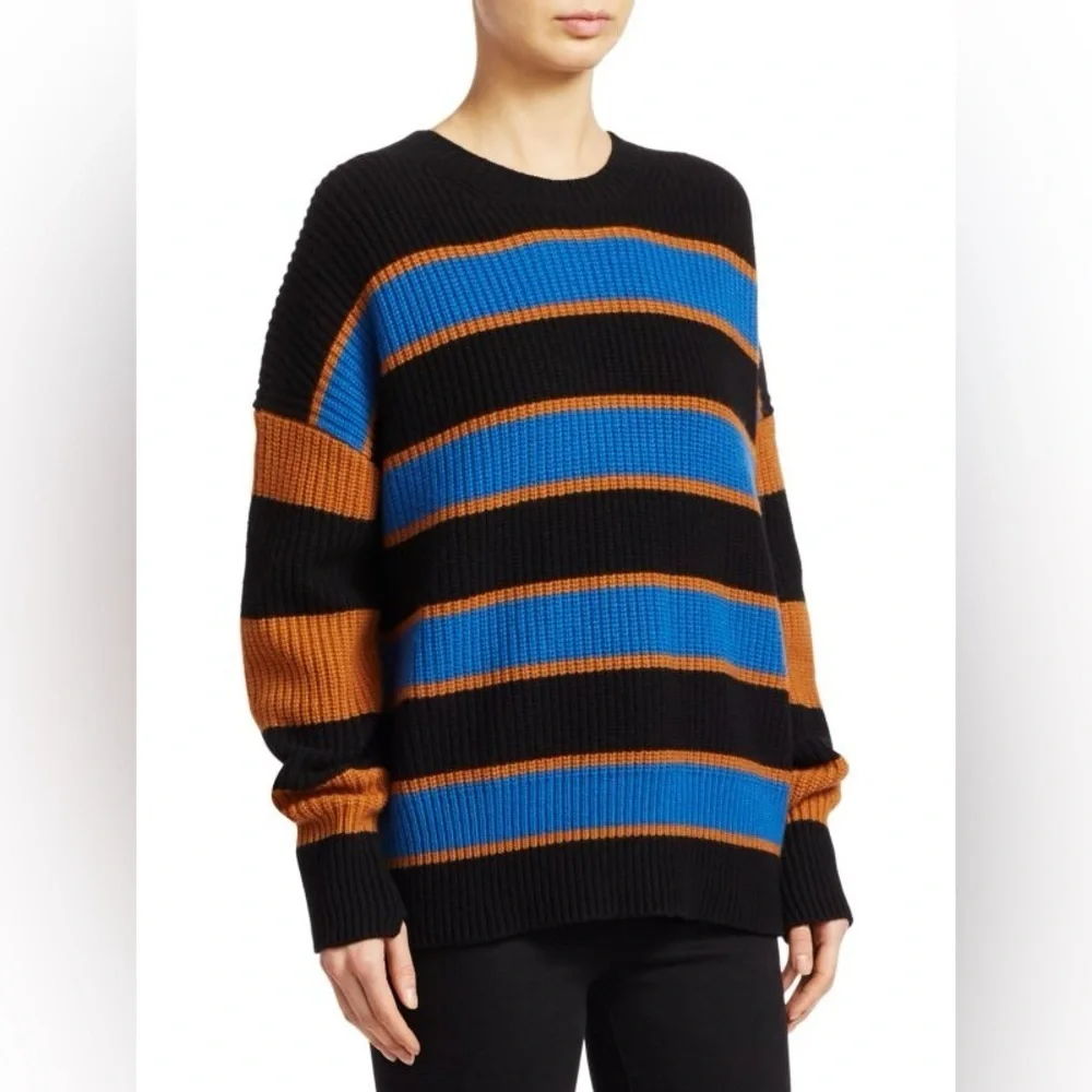 A.L.C. Roman Stripe Sweater in Cobalt Caramel Black size XS
